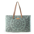 Myra Wildtusk Weekender Bag for Women in green with vintage print detail