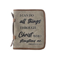 Myra Graceword Western Bible Cover in olive with flap closure and leather detail