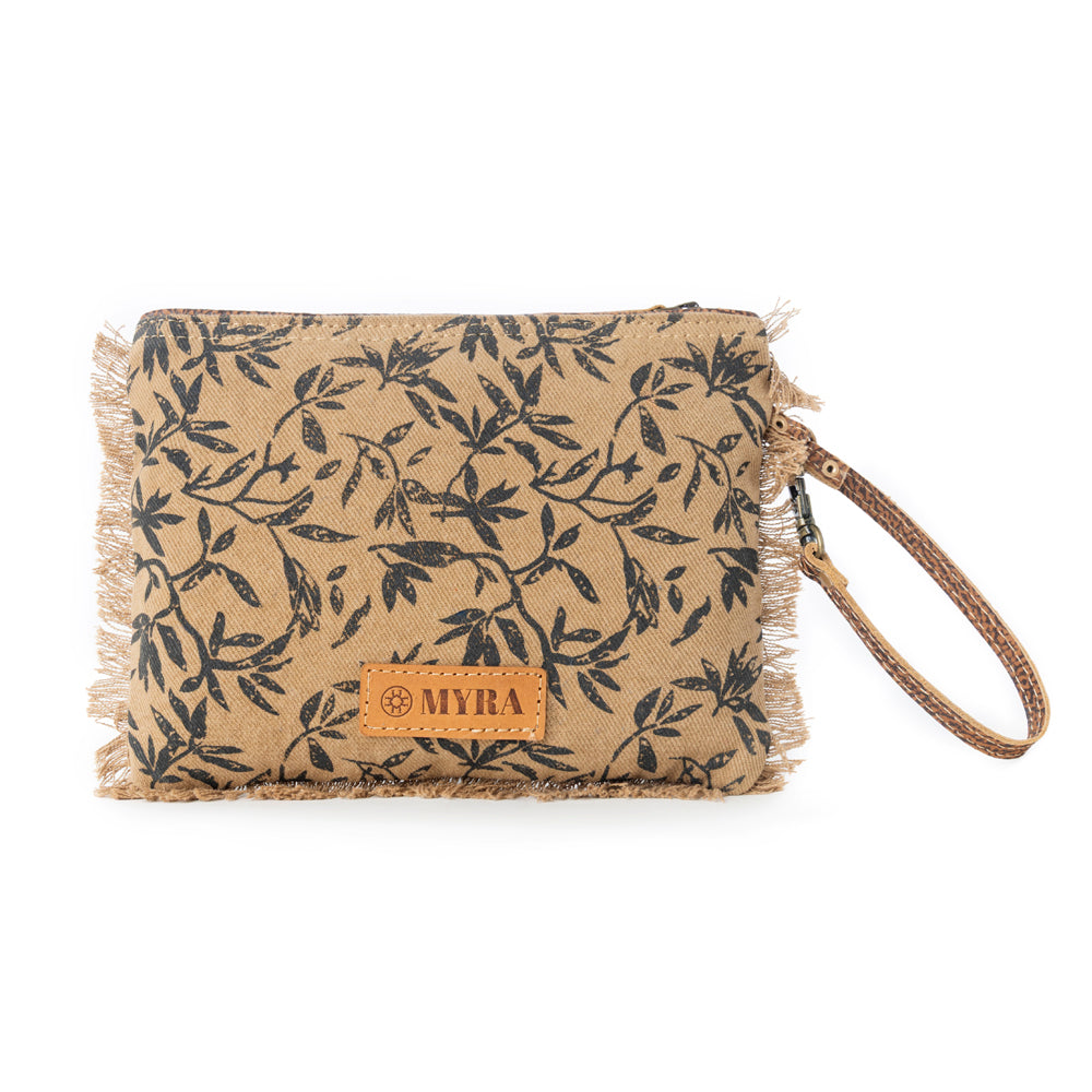 Myra Trailmark Western Wristlet for Women in olive with hairon detail