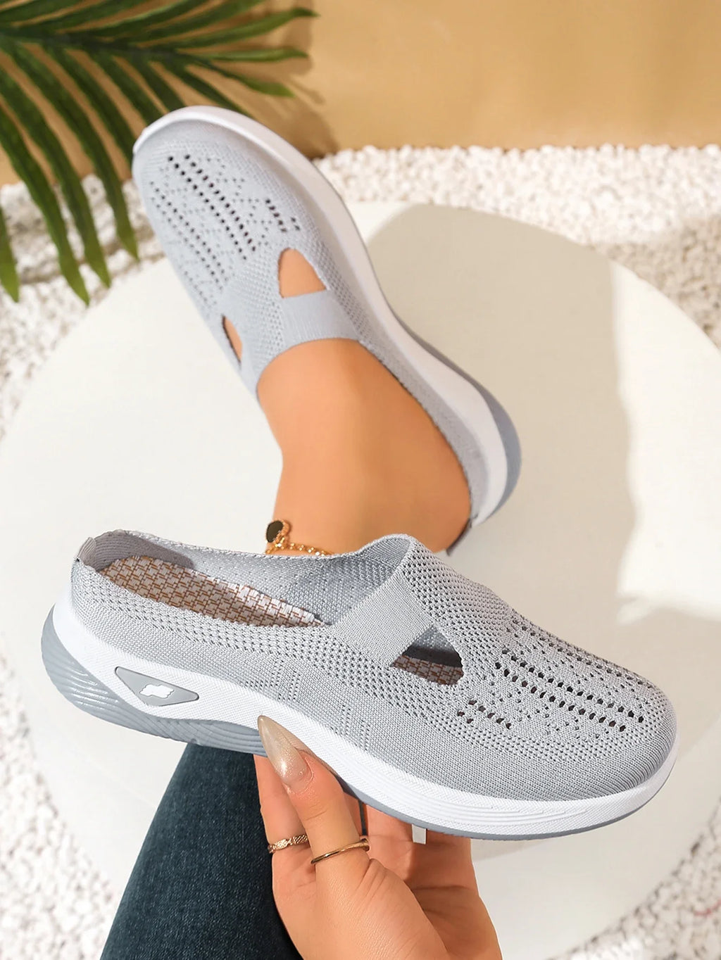 Women's Indoor Home Half Slippers, Breathable Vent Design Slip On Summer Casual Footwear, Daily Slip-on Sandals for Household