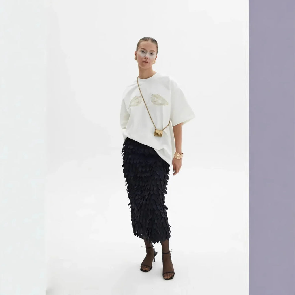 Summer Russian Street Y2k Shell Printed Short-sleeved T-shirt Women Casual American Round Neck Comfortable Half-sleeved T-shirt