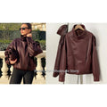 Fake leather Coat Women Y2k Faux Leather Jacket New Casual PU Jacket Motorcycle Style Leather Jacket Pebble Fall Personality