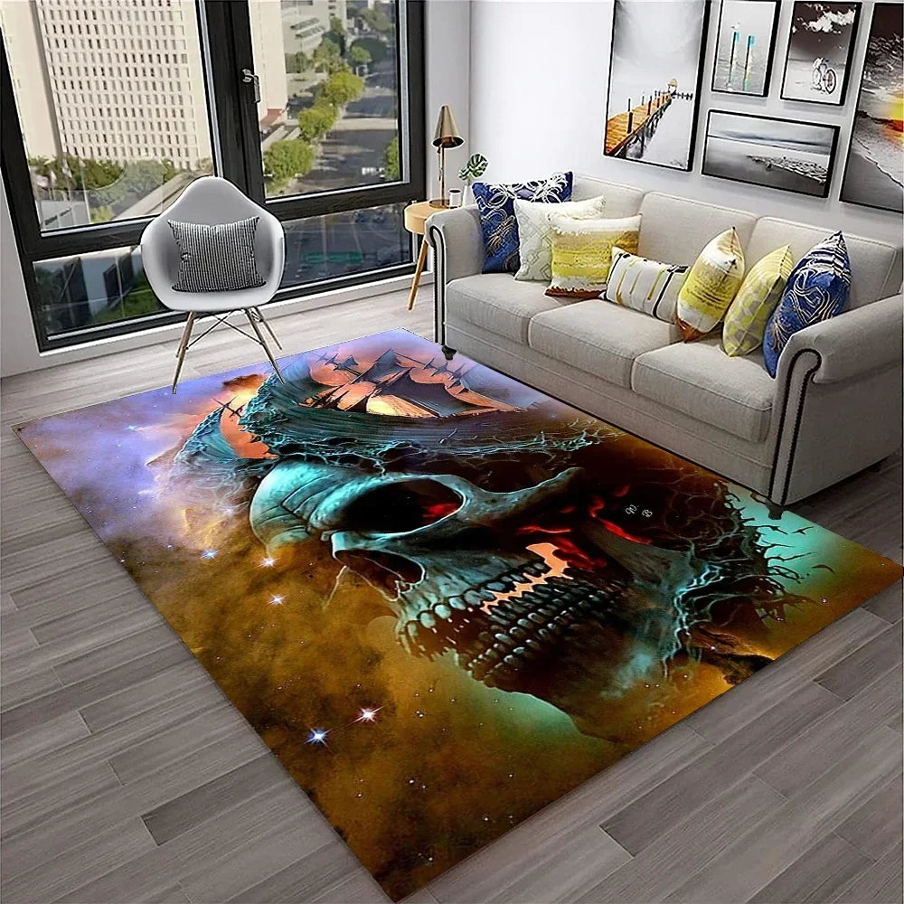 3D Pirate Ship Boat,Sailboat,Barque Carpet Rug for Home Living Room Bedroom Sofa Doormat Decor,kids Area Rug Non-slip Floor Mat