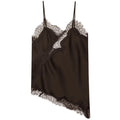 HXAO Y2K Asymmetrical Slip Lace Top Women Sexy Tanks & Camis Satin Off Shoulder Sleeveless Backless Tops Street Style Camisoles