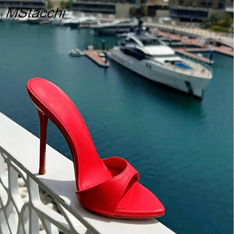 Super-high Heel Slippers Women Shoes Summer Peep Toe Mixed Colors Stiletto Sandals Sexy Party Ladies Shoes Luxury Woman Pumps