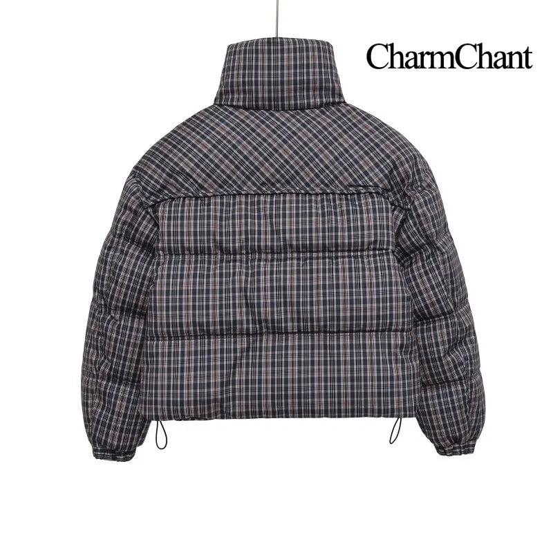 CharmChant Stand-Collar Plaid Puffer Jacket for Women Winter 2025 Padding Coat Female New in Coats Warm  Check Outerwears Parkas