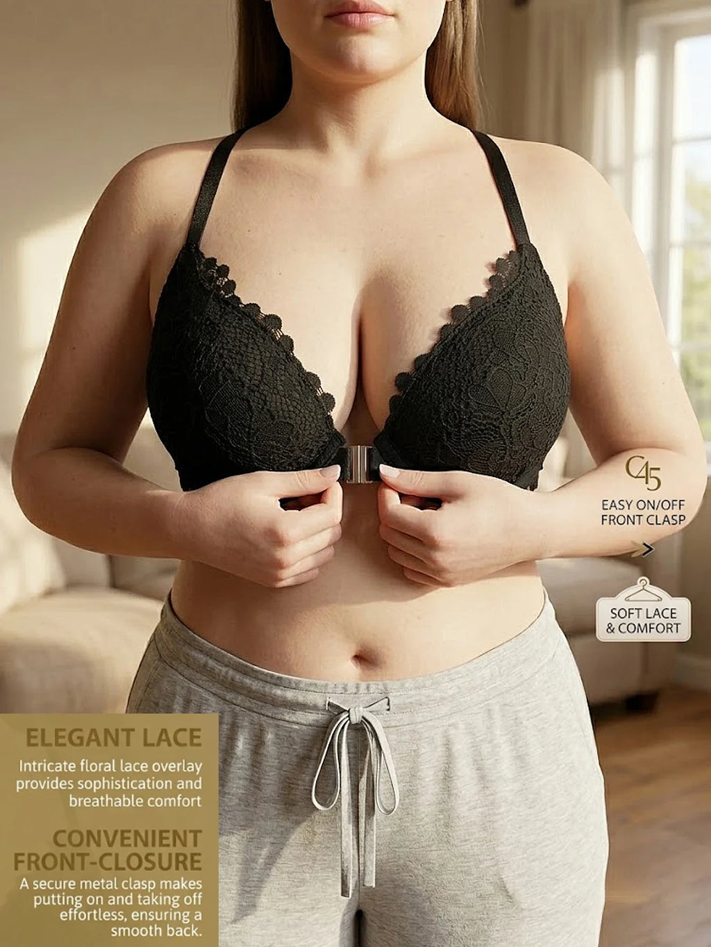 Women B C D E Cup Lace Backless Push Up Bra Underwire Side Shaping Underwear Sexy Floral Lace Bralette Adjustable Strap Lingerie