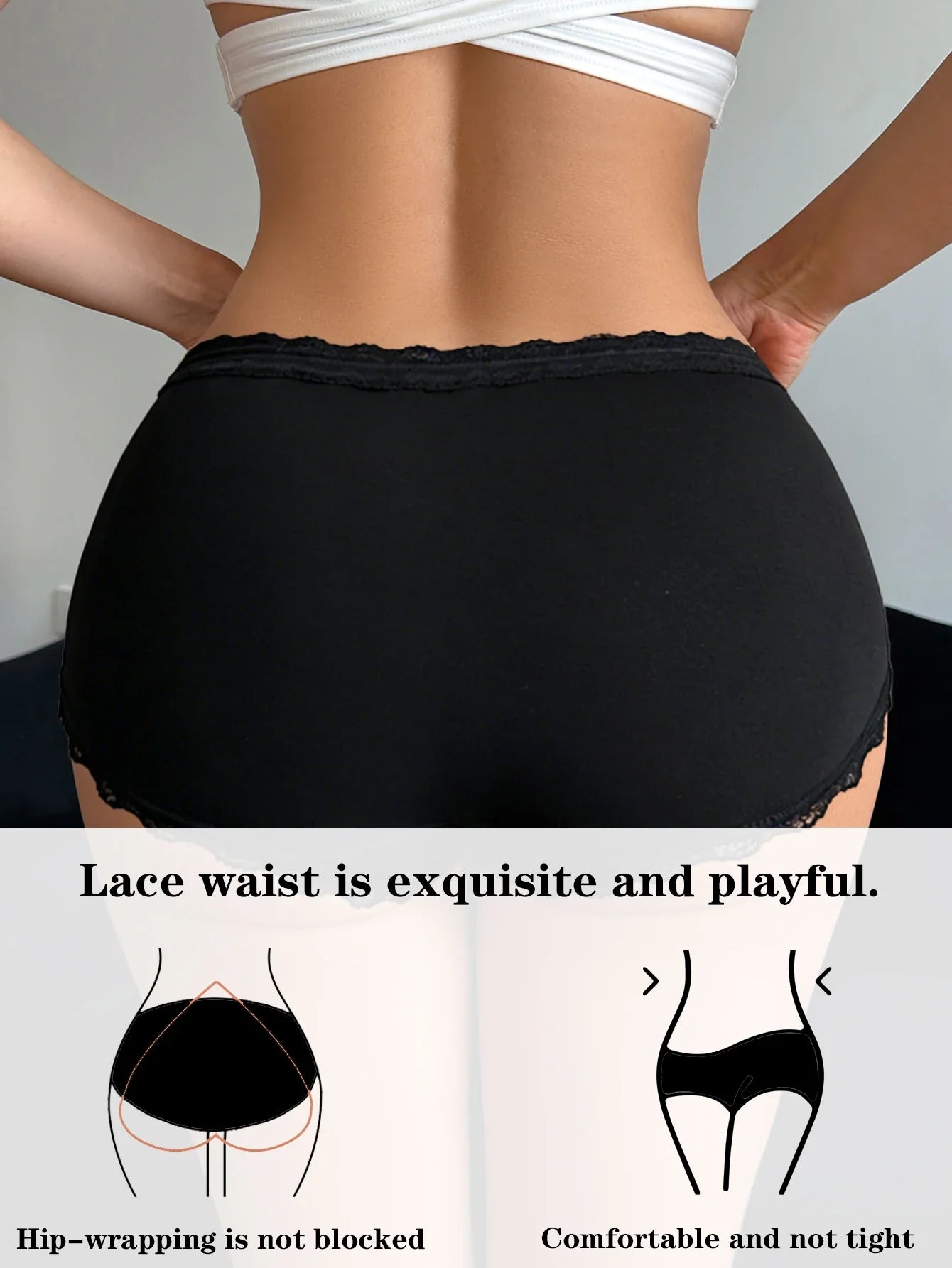 7Pcs/Set Women Lace Trim Seamless Panties Plain Sexy Lace Briefs Daily Breathable Girls Underwear Soft Plus Size Lingerie S-XXL
