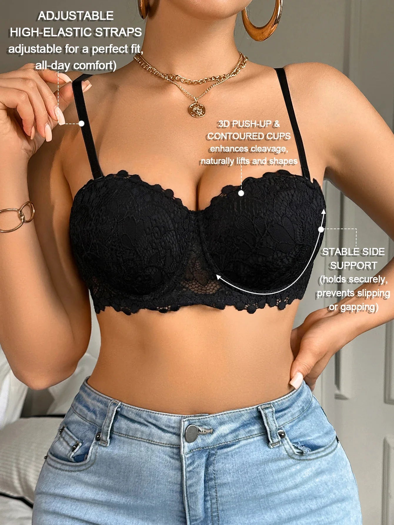 Women Floral Lace Bra Sexy Underwire Underwear Ladies Push Up Bras Female Comfortable Bra Half Cup Lace Lingerie