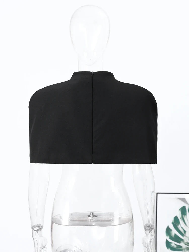 Cropped Women Blazer Zipper Sleeveless Stand Collar Solid Elegant Female Shrugs Top Fashion Casual Party Clothing New 2026