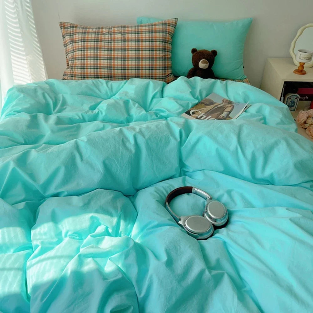 Ins Style Stripes Bedding Duvet Cover Set with Pillowcase bed sheet Full Size Bed Linen Quilt Cover Set Queen/King Double Single