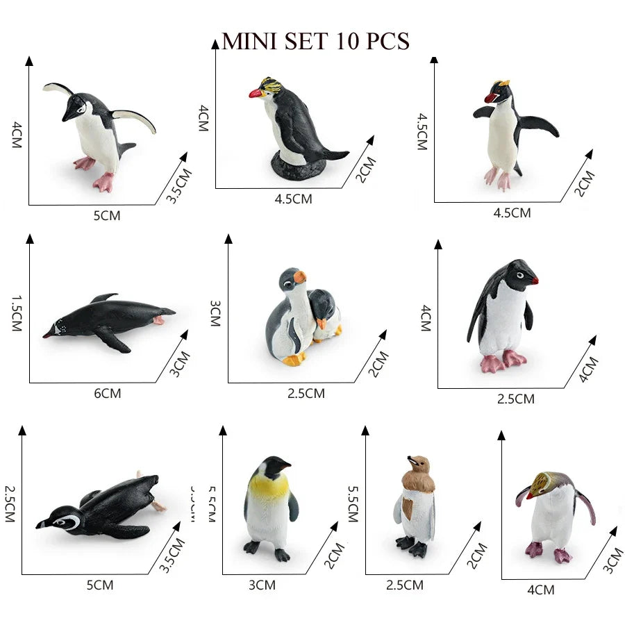 Realistic Mini Ocean Animal Figurines Plastic Marine Sea Creatures Whale Shark Dolphin Turtle Penguin Model Playset Gift for Kid