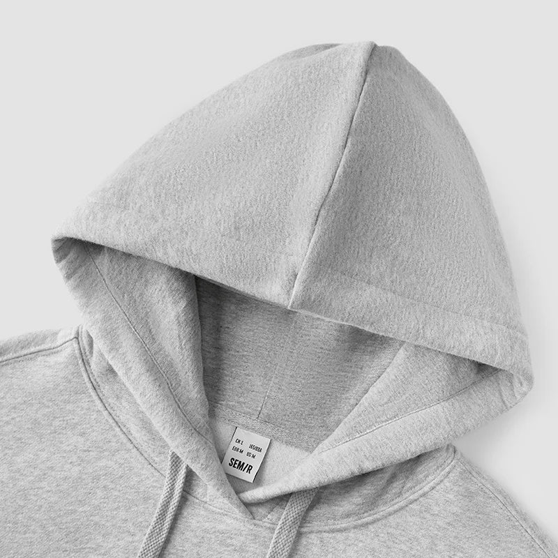 Semir Hoodie Women Fleece Lined Thermal Antibacterial Loose Fit Solid Color 2025 New Winter Casual Pullover