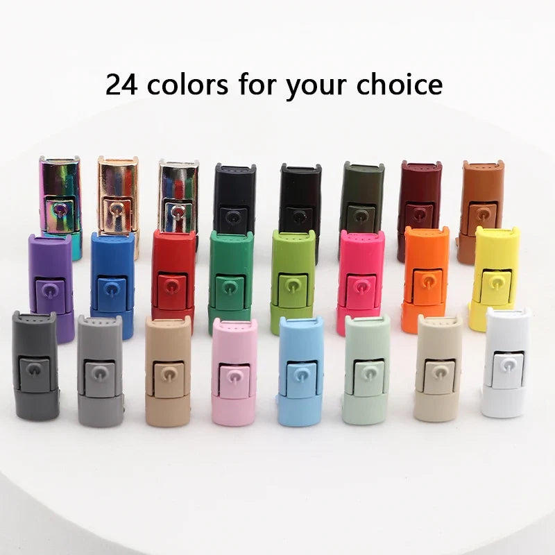 New Colorful Shoelaces Press buckle Metal Shoelace Clip Press Lock Kids Adult Shoes Accessories AF1 Sneaker Kits Metal Laces Tip