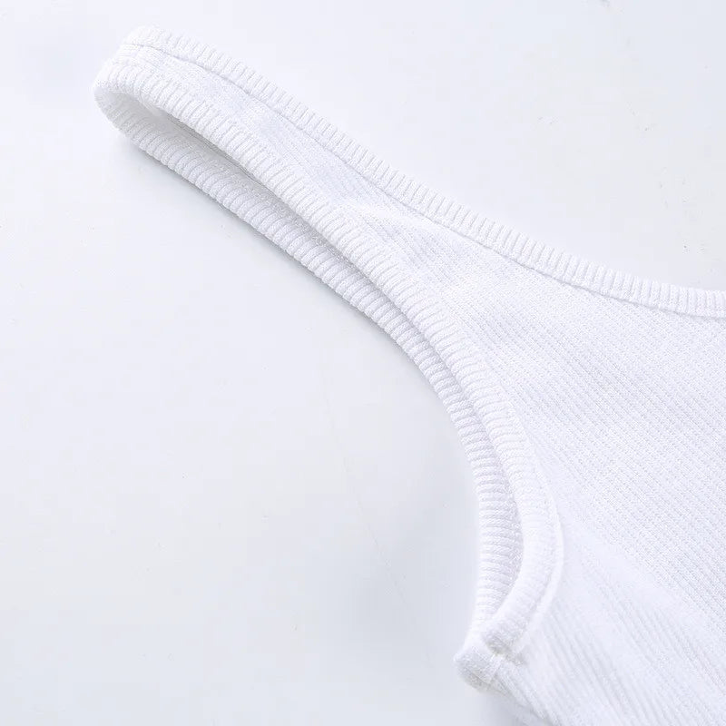 White Strappy Bodysuit Sexy Backless Ribbed Bodysuit Romper string femme sexy Sleeveless Tank Top gloved bodysuit Body Female
