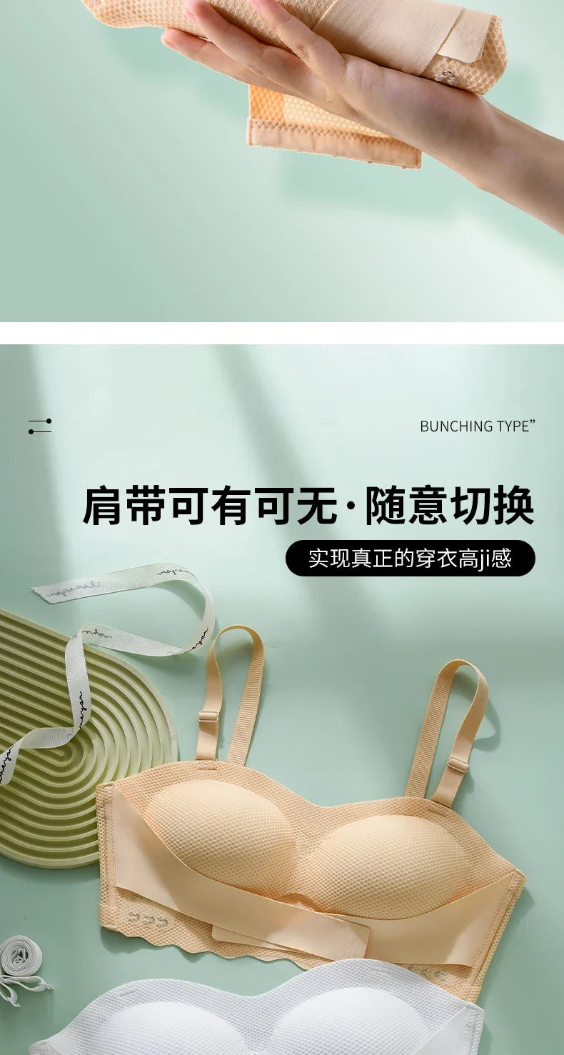 Wireless Wedding Brassiere Push Up Bras Lingerie Sexy Bralette Strapless Bras Invisible Tube Tops Seamless Breathable Bras M-6XL