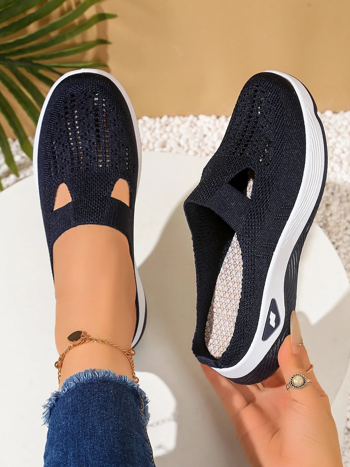 Women's Indoor Home Half Slippers, Breathable Vent Design Slip On Summer Casual Footwear, Daily Slip-on Sandals for Household