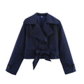 SLTNX 2026 New Women's British Wind Trench Coat Style Double-breasted Long Sleeve Belt Lapel Jacket Short Coat