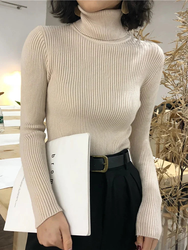 Turtleneck Sweater Womens 2026 Autumn Winter Tops Korean Slim Women Pullover Jumper Knitted Sweater Pull Femme Hiver Truien