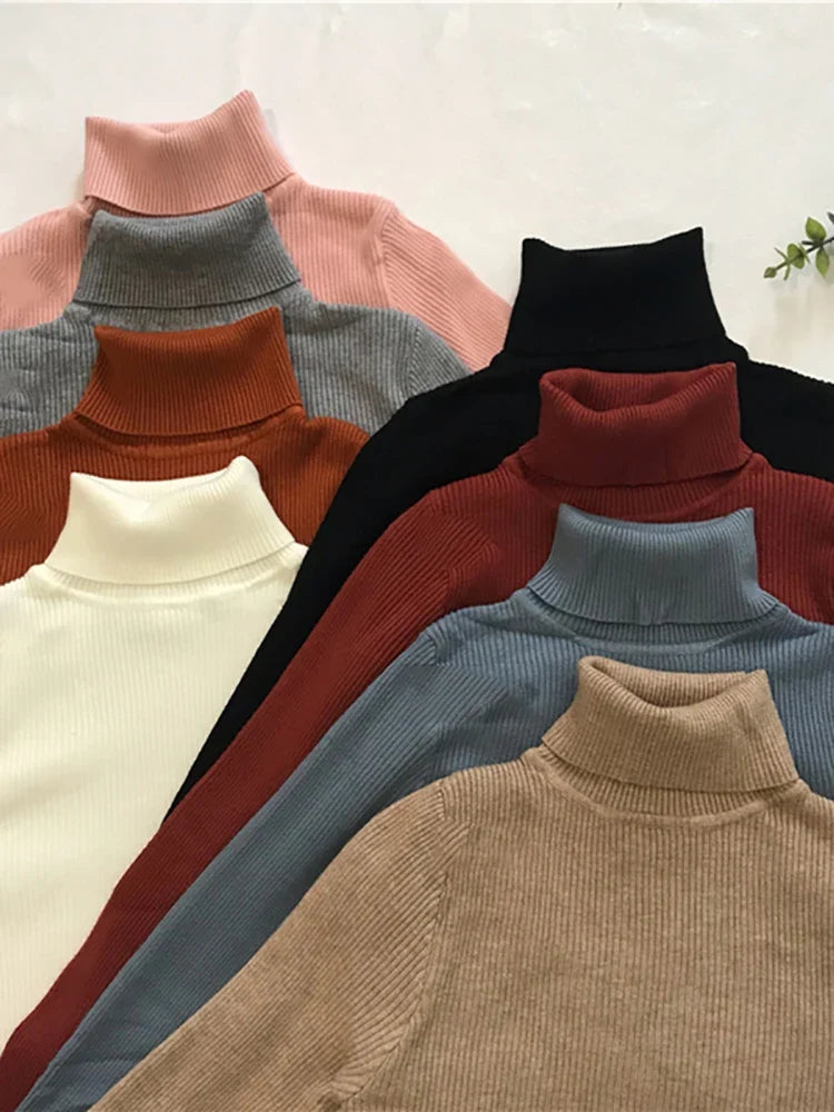 Turtleneck Sweater Womens 2026 Autumn Winter Tops Korean Slim Women Pullover Jumper Knitted Sweater Pull Femme Hiver Truien