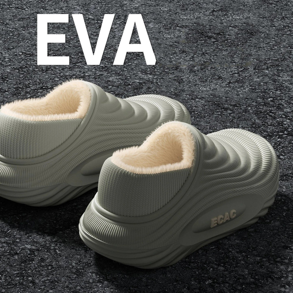 Baotou waterproof cotton slippers, home cotton shoes, winter warm and non slip couple cotton slippers