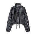 TARUXY Fashion Polka Dot Print Jacket Coat Women's Stand Collar Long Sleeved Workwear Coat Ins Hot Short Casual Female Jackets