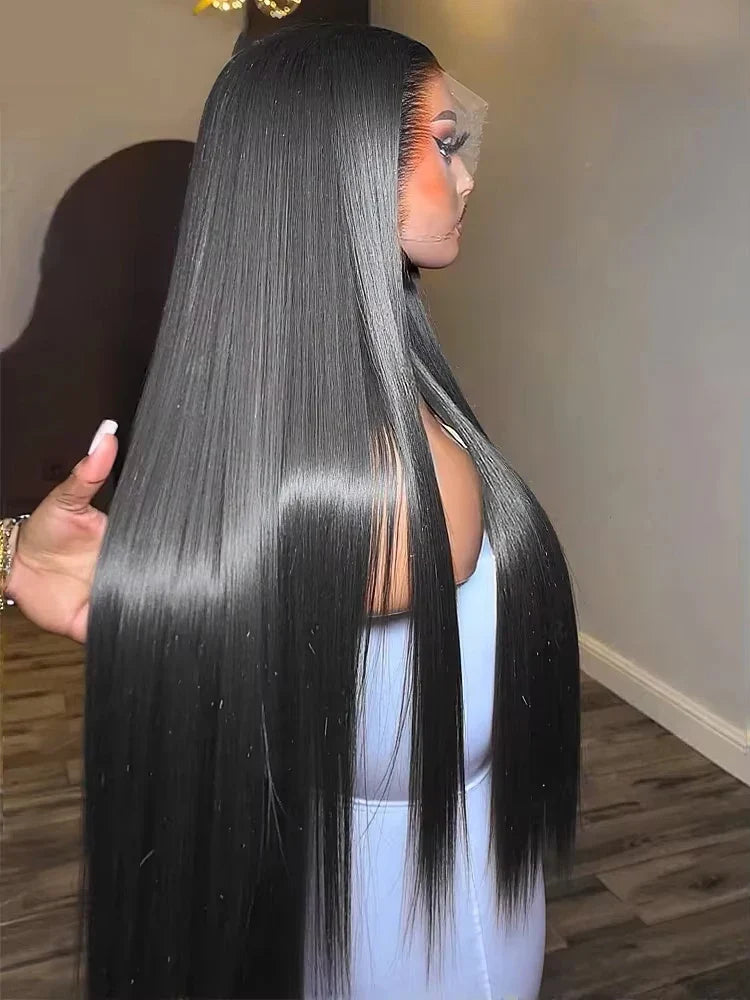 Brazilian 40 Inch Real 250 Density Glueless Hd Lace Frontal Human Hair Wigs Bone Straight 13x4 13x6 Hd Lace Front Wig For Women