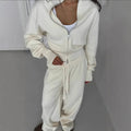 Women Cotton Knitted Cardigan Wide Leg Pants Suit Autumn and Winter Lady  Fashion Loose Daily Office Jacket Straight Pants 2Pcs