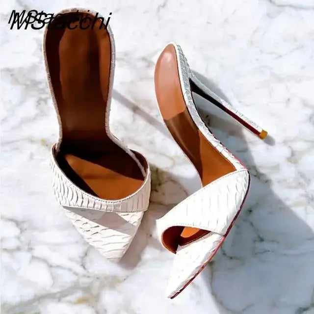 Super-high Heel Slippers Women Shoes Summer Peep Toe Mixed Colors Stiletto Sandals Sexy Party Ladies Shoes Luxury Woman Pumps