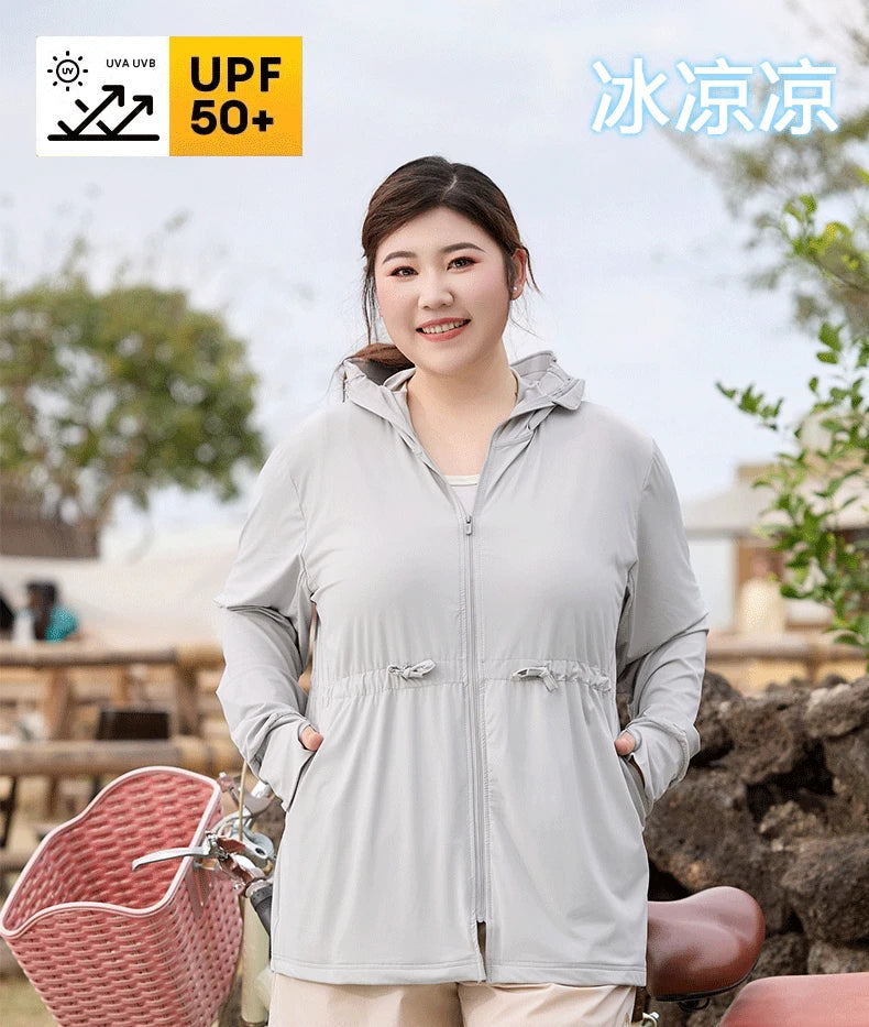 Ice Silk Long Sleeve Sunscreen Clothing 3XL 4XL UPF 50+ UV Protection Thin Breathable Sun-Proof Coat Ice Silk Sunscreen Jacket