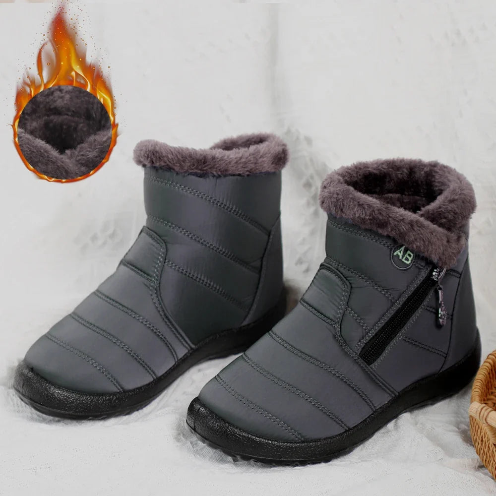 Winter Women Boots Waterproof Snow Boots Plus Size Casual Flat Women Casual Shoes Warm Fur Female Boots Antislip Cotton Shoes