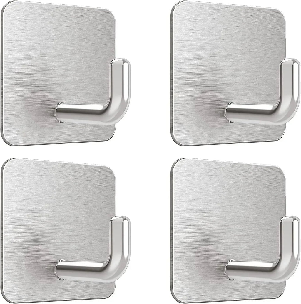 4PCS Stainless Steel Wall Mounted, Wall Mounted Self-Adhesive Hook, Key Holder, Wall Mounted, Towel Rack, Jacket, Bag Hook