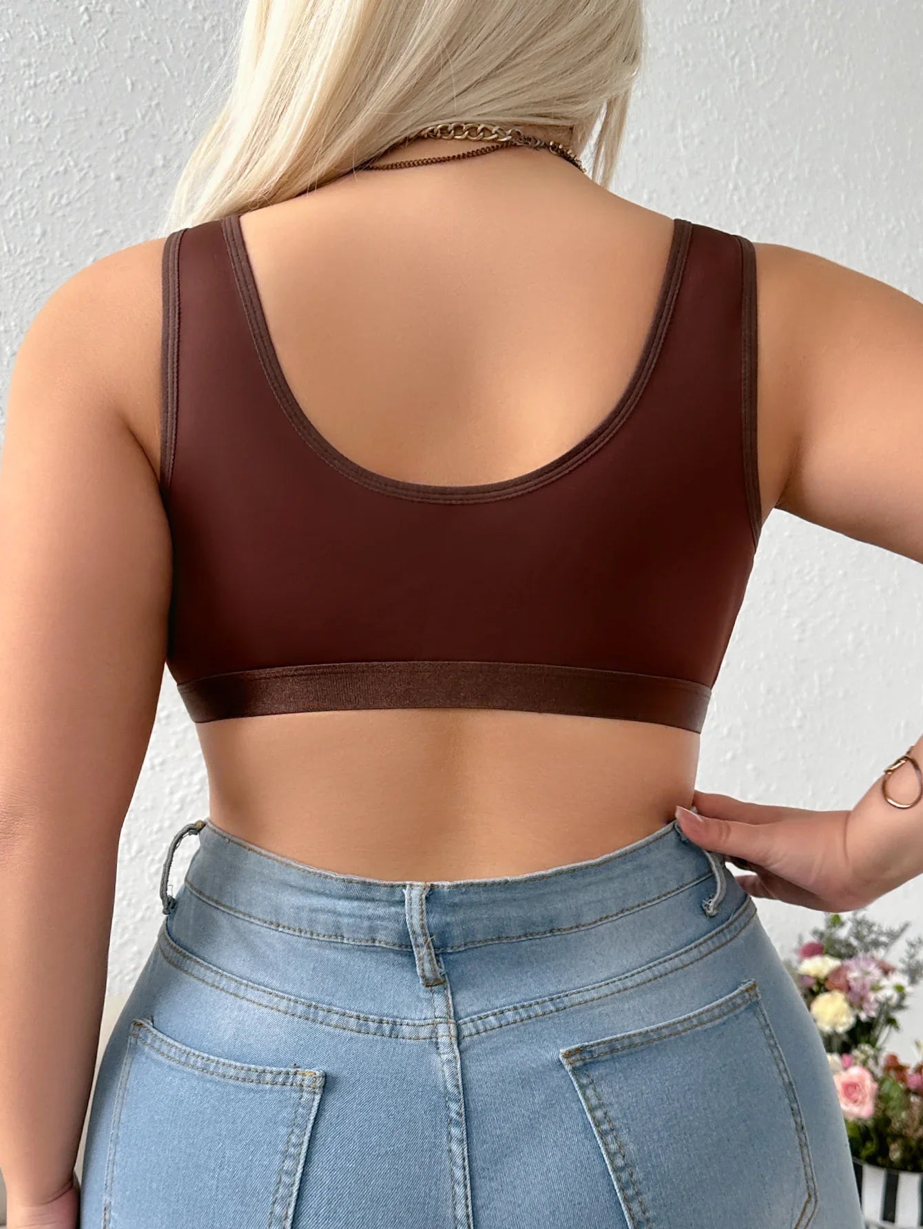 Everyday Wide Straps Plus Size Bra for Women Unlined Solid Wireless Push up Bra Front-Close Soft Side Support Women's Bra