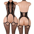 Ultra Hot Crotchless Lingerie Open Bra Erotic Costumes Transparent BodySuits Adults Hanging Neck Bodystockings Fishnet Underwear