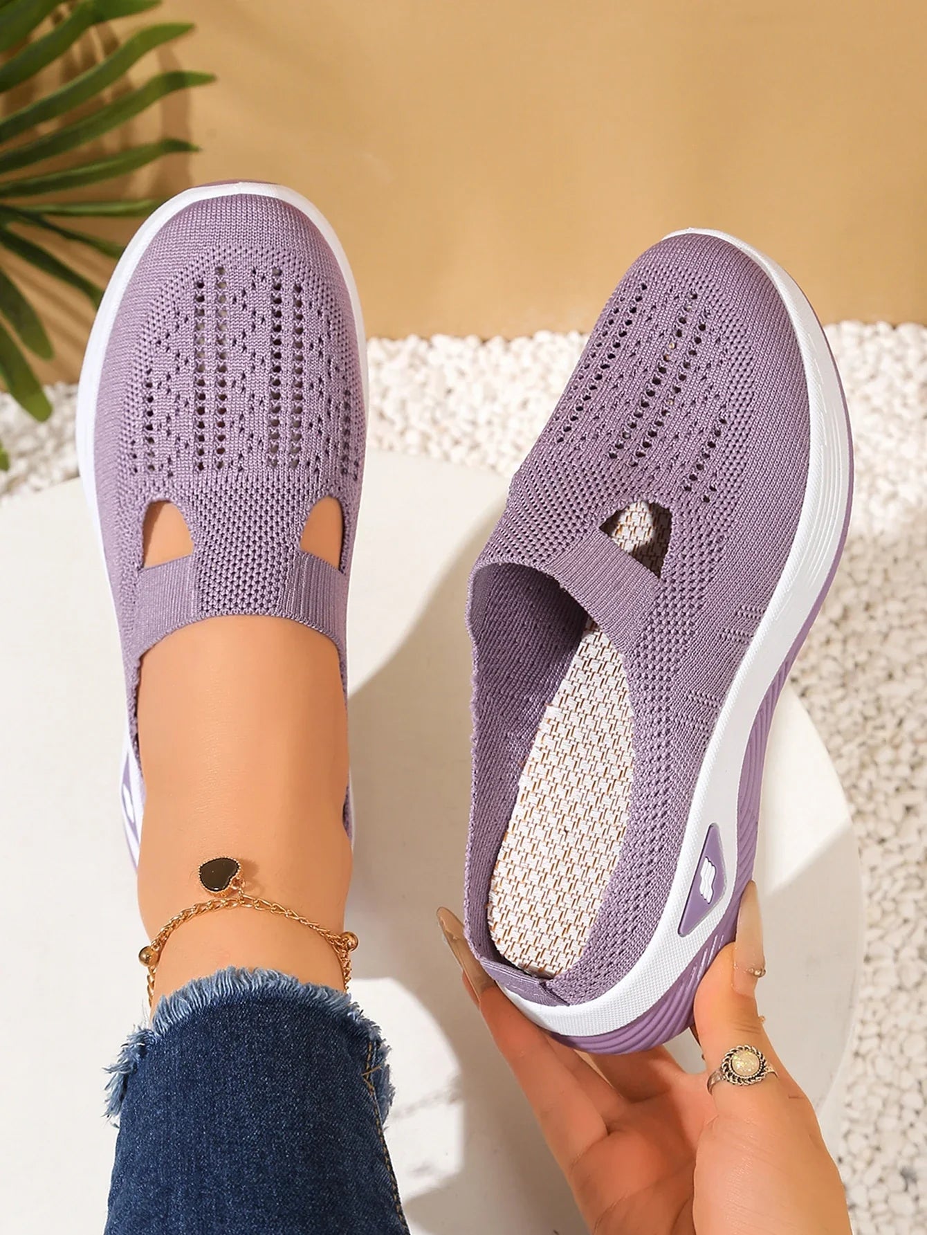 Women's Indoor Home Half Slippers, Breathable Vent Design Slip On Summer Casual Footwear, Daily Slip-on Sandals for Household