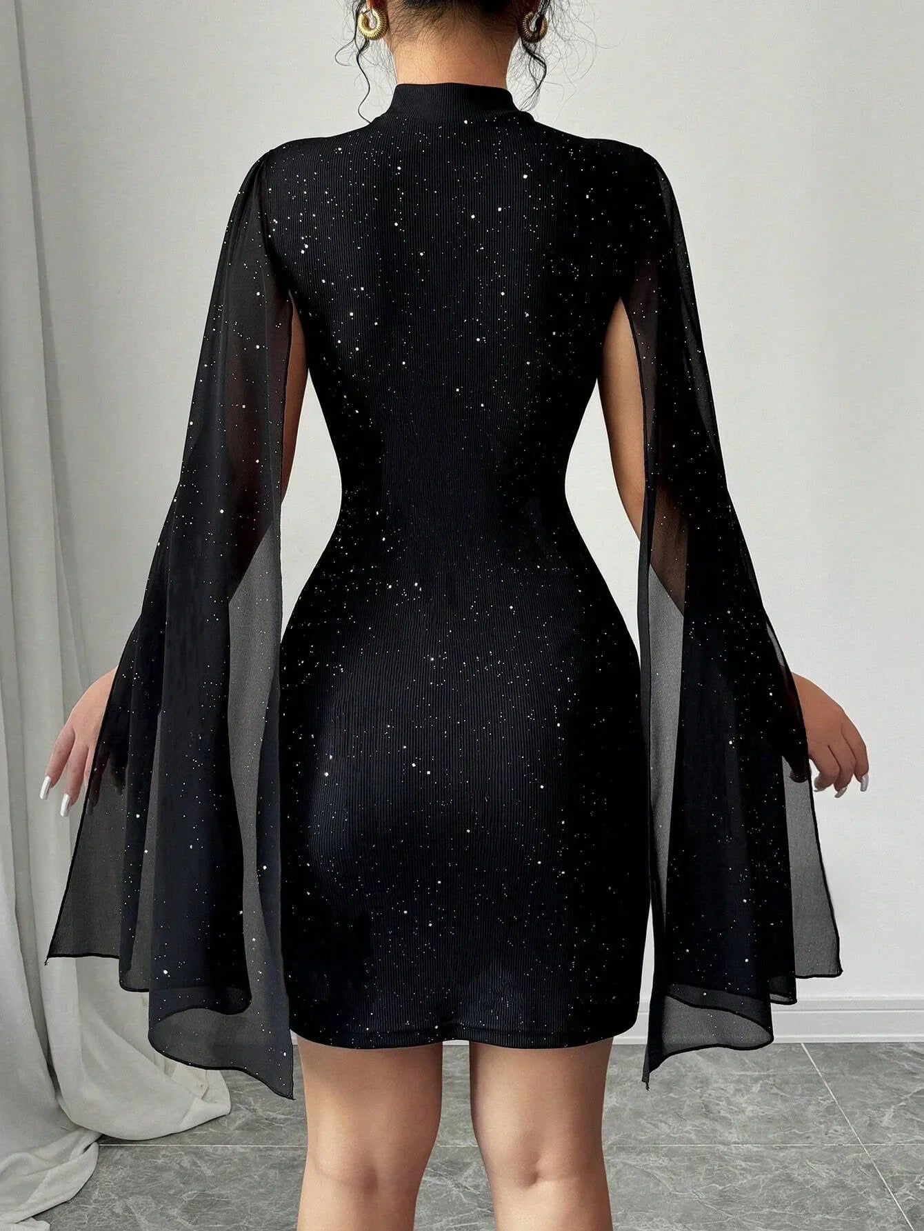 Dresses for Women New Long Sleeve Stand Collar Women Dress Slim Black Package Hip Dress Women Vestidos De Verano Mujer 2025 Q497