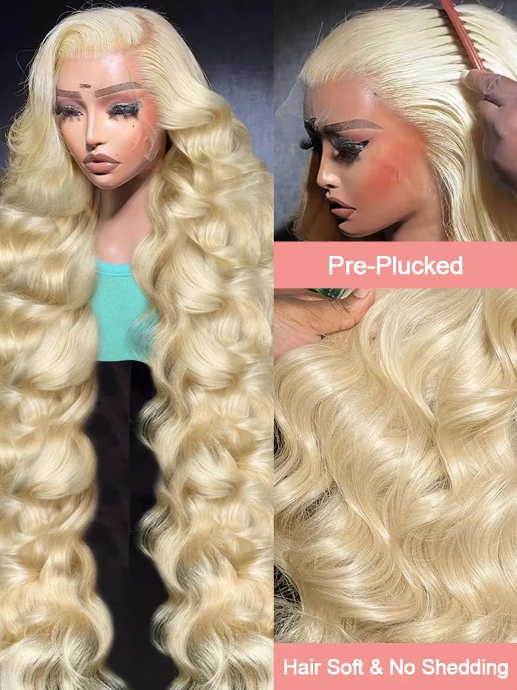613 Hd Lace Frontal Wig 13x6 Blonde Human Hair Wigs 250 Density Body Wave Lace Front Wigs Colored Human Hair Pre Plucked 40 Inch