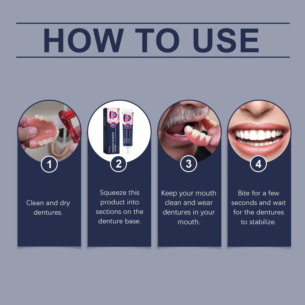 Denture Fixing Adhesive Cream Strong Complete Professional Dentures Glue Prevents Denture Loosening Care Fixed Adhesive 40g