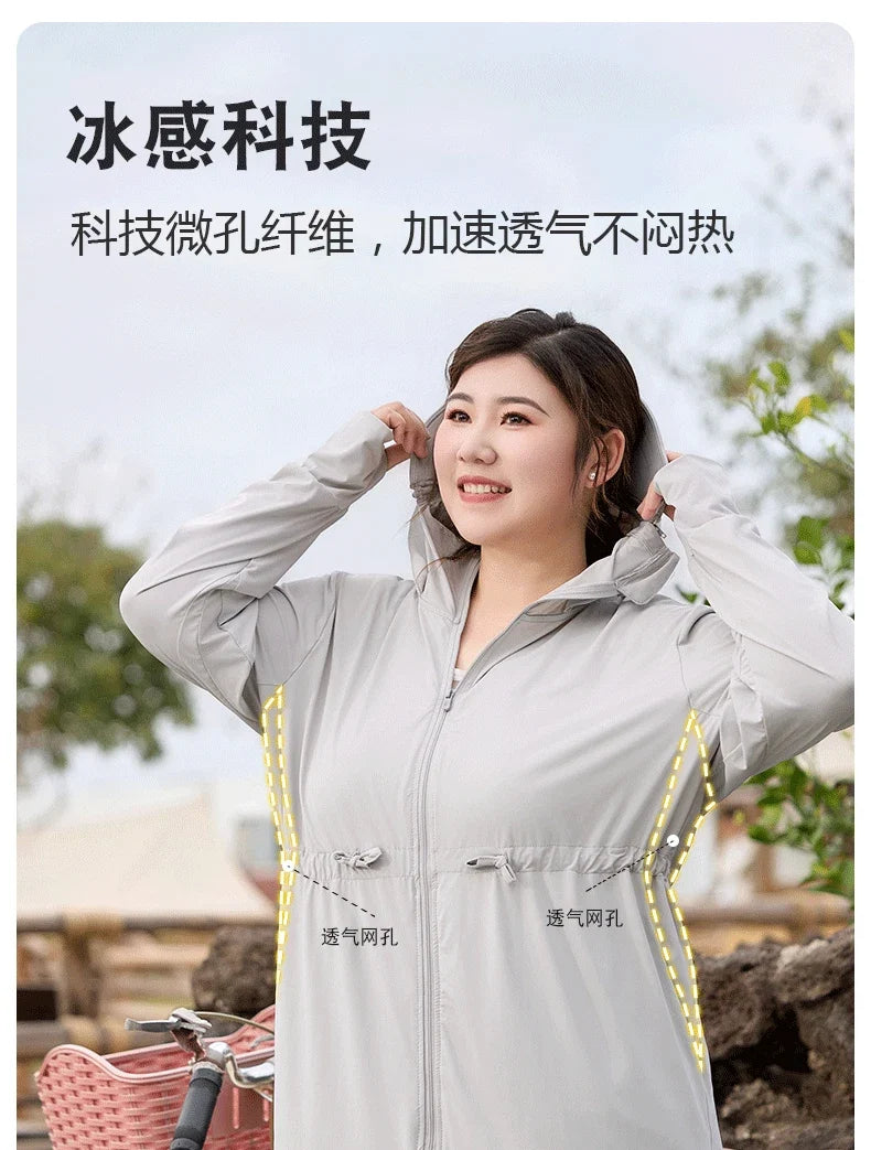 Ice Silk Long Sleeve Sunscreen Clothing 3XL 4XL UPF 50+ UV Protection Thin Breathable Sun-Proof Coat Ice Silk Sunscreen Jacket