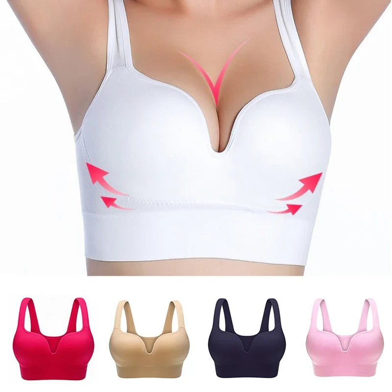 Women Wireless Sports Bra Fitness Running Vest Gym Workout Underwear Padded Tops Bralette Breathable Brassiere Push Up Bras