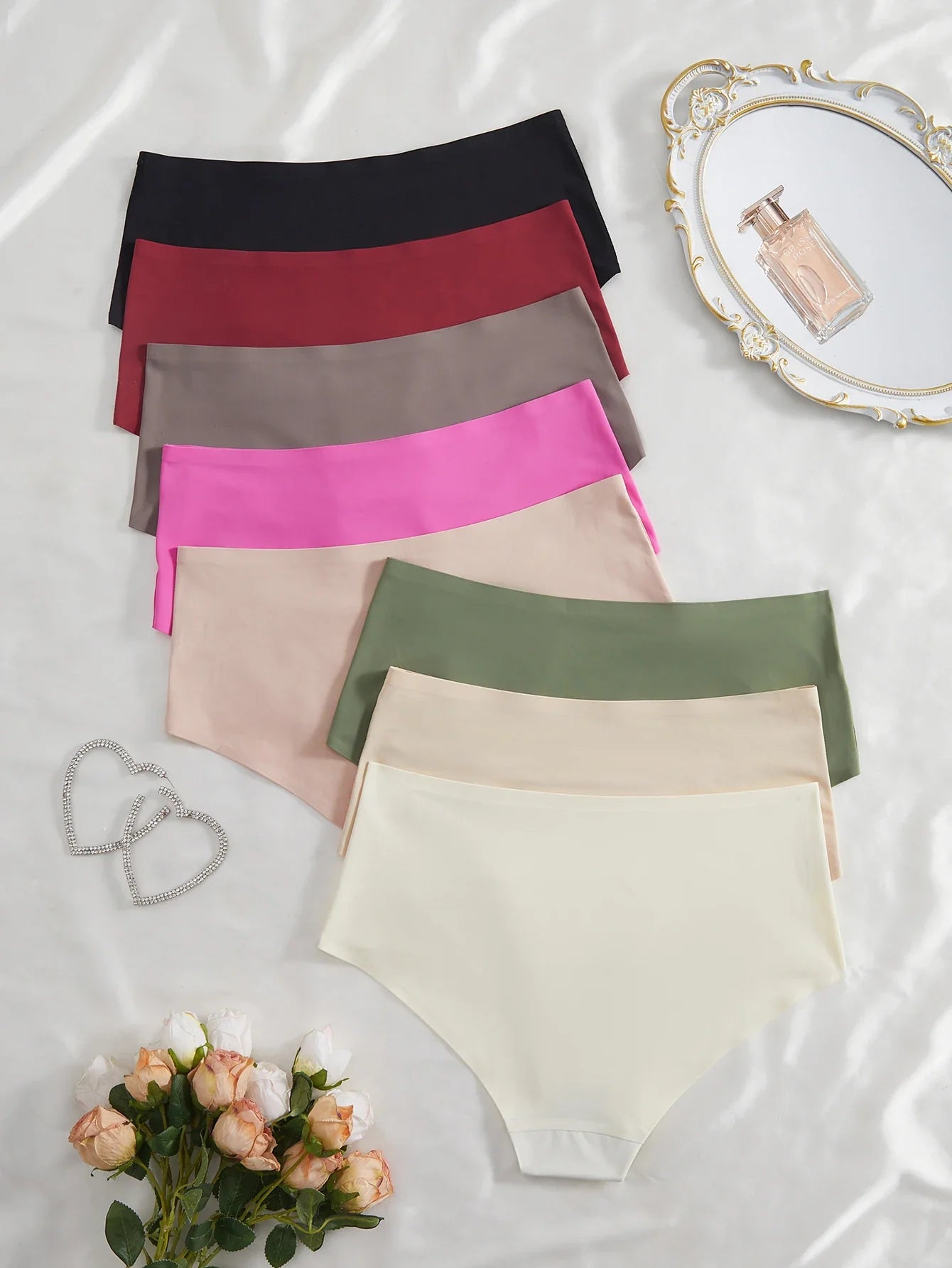 8pcs/Set Seamless High Waist Panties Women's Letter Underwear Breathable Stretchy Briefs Female Trendy Comfortable Lingerie