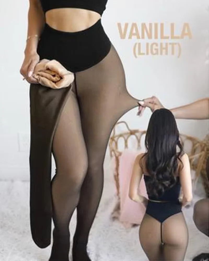 One Seam Fleece Lined Tights Shaping Thermal Leggings Compression Band Translucent Pantyhose Sheer Fleece Leggings Plus Size