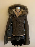 Subculture Harajuku Vintage Safari Coats with Hooded Women Zipper Sweatshirts Casual Streetwear Grunge Jacket Y2k Stand Neck