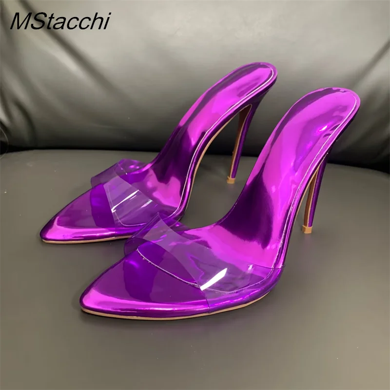 Super-high Heel Slippers Women Shoes Summer Peep Toe Mixed Colors Stiletto Sandals Sexy Party Ladies Shoes Luxury Woman Pumps