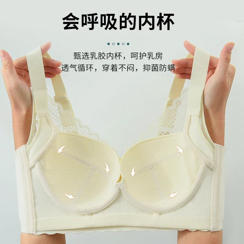 Women's Full Coverage Wire Free Bra Non-Foam Lace Bra Thin Sexy Lace Bra Plus Size 36-46CDE Push Up for Women Thin Latex Bra 46E