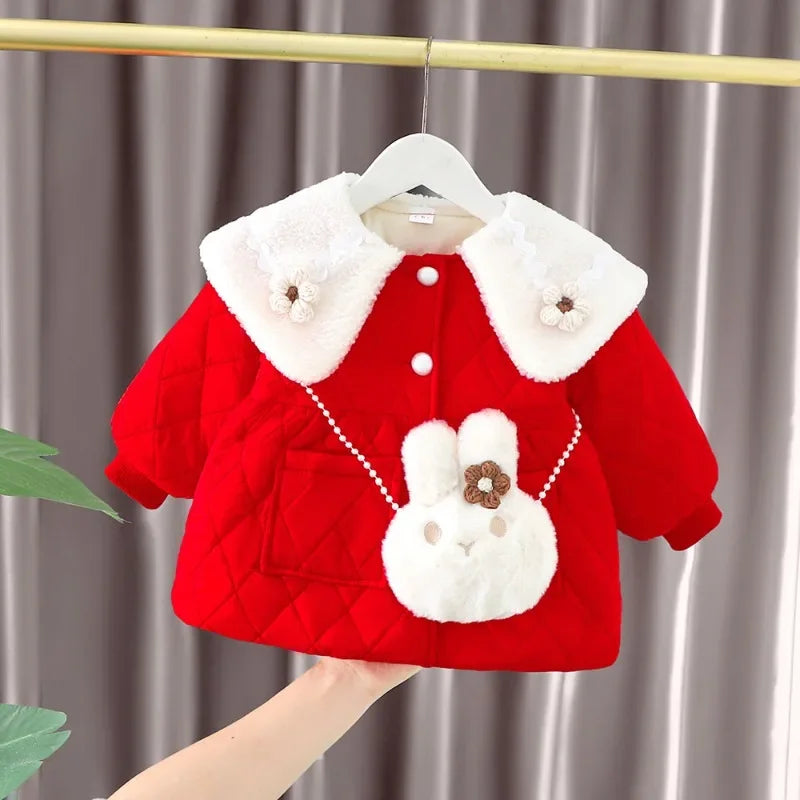 Ropa De Niño Child Clothing 2023 Winter Baby Clothes Korean Cute Girl Outer Cartoon Down Jacket  Plush Princess Girl Clothes 아우터