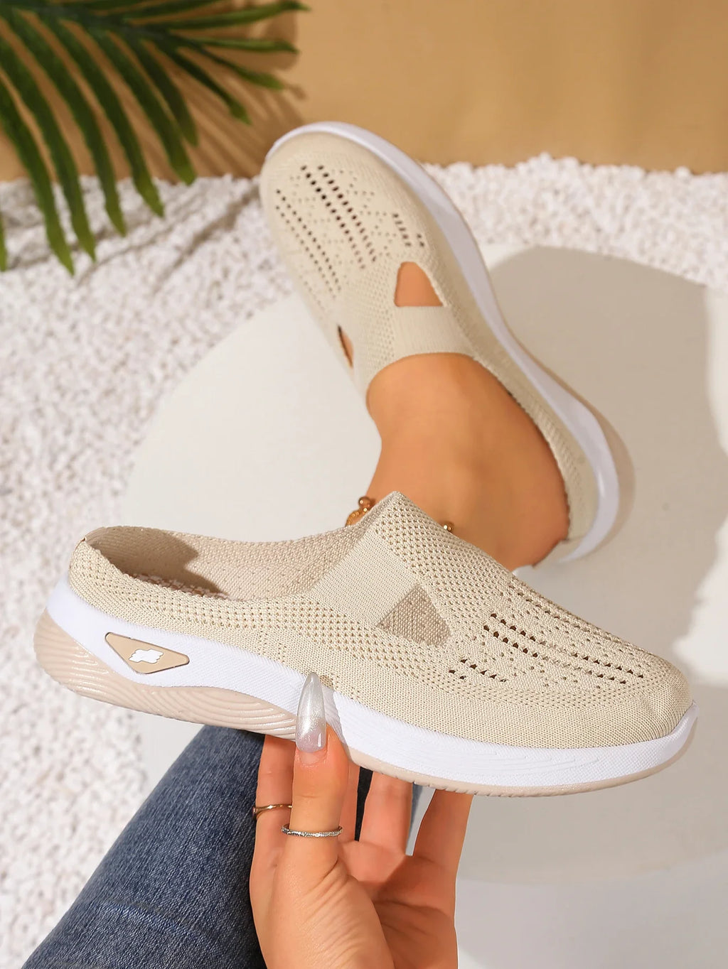 Women's Indoor Home Half Slippers, Breathable Vent Design Slip On Summer Casual Footwear, Daily Slip-on Sandals for Household