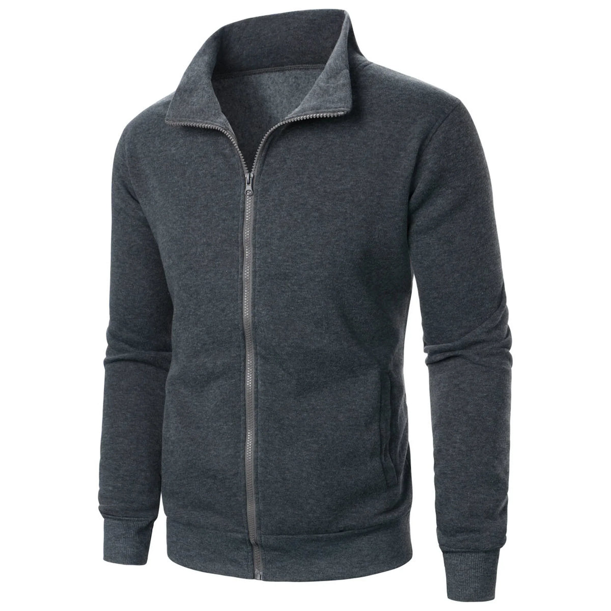 Men's casual sports zipper stand up collar jacket, men's solid color top