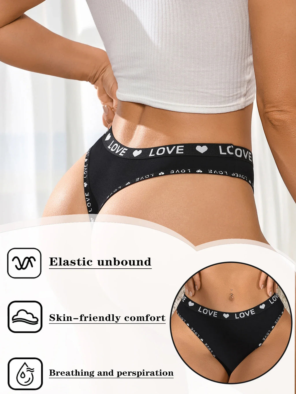 6Pcs/Set Women Seamless Panties Sexy Low Waist Thong Female Breahtable Underwear Ladies Love Heart Panties Lingerie