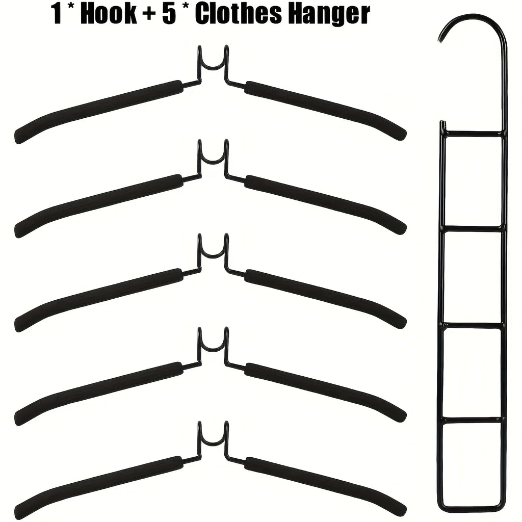 5pcs Multi-Tier Hanging Closet Hanger with Hooks Space-Saving Organizer for Closet Coats Shirts Dresses Jackets Hanging Storage